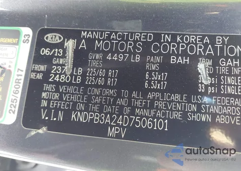 2013 Kia Sportage Lx z USA, uszkodzony, nr VIN KNDPB3A24D7506101